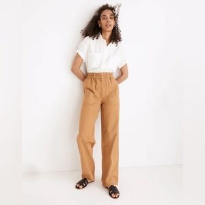 Madewell Cotton Ripstop Pull-On Straight Cargo Pants in Toffee.